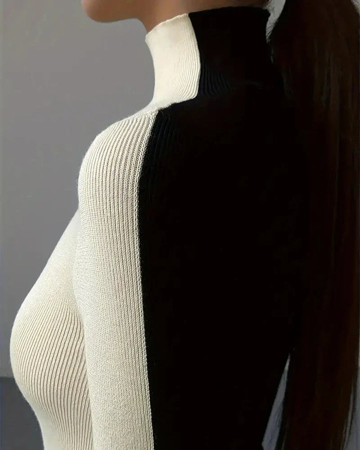 Jasmine | Zweifarbiger Rollkragenpullover