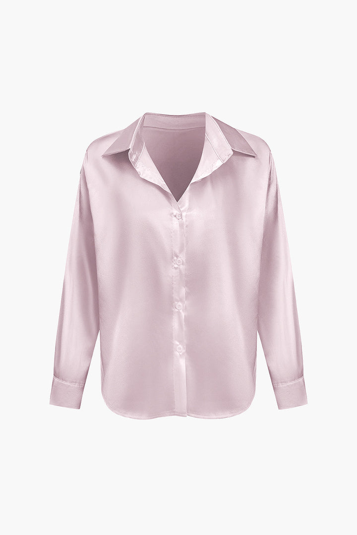 Lillian Satinbluse für Damen | Elegantes Langarmhemd mit lockerer Passform & zeitlosem Design