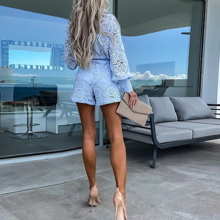 Brana | Spitze Zweiteiliges Set mit besticktem Top & Short
