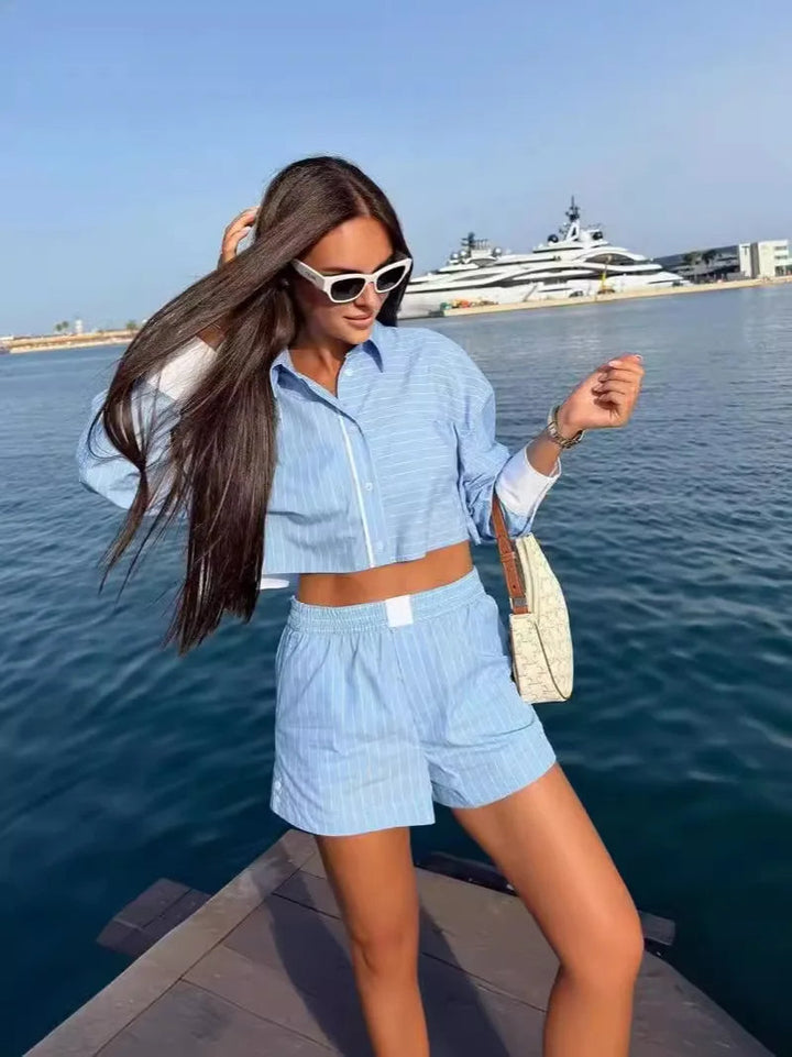 Marinda | Gestreiftes Kurzes Sommerset für Frauen - Luxuriös, stilvoll & elegant