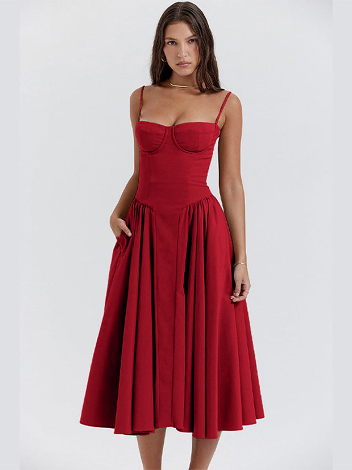 Élodie Grace Sommerkleid für Damen | Elegantes Korsettkleid mit Trägern & ausgestelltem Rock