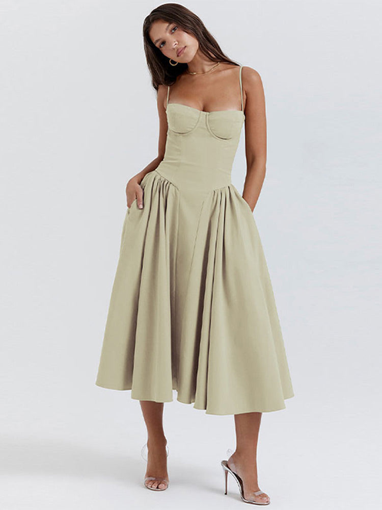 Élodie Grace Sommerkleid für Damen | Elegantes Korsettkleid mit Trägern & ausgestelltem Rock
