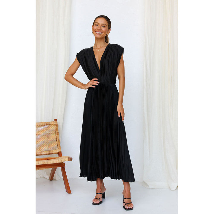 Michela | Raffiniertes Plissee-Midikleid mit V-Ausschnitt