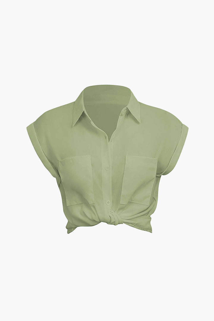 Vittoria Damenhemd | Minimalistisches Shirt mit geknotetem Saum & gekrempelten Ärmeln
