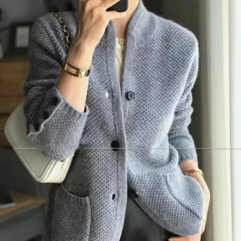 Julie Damen-Pullover-Jacke aus Kaschmir & dicker Wolle | Komfort & Eleganz