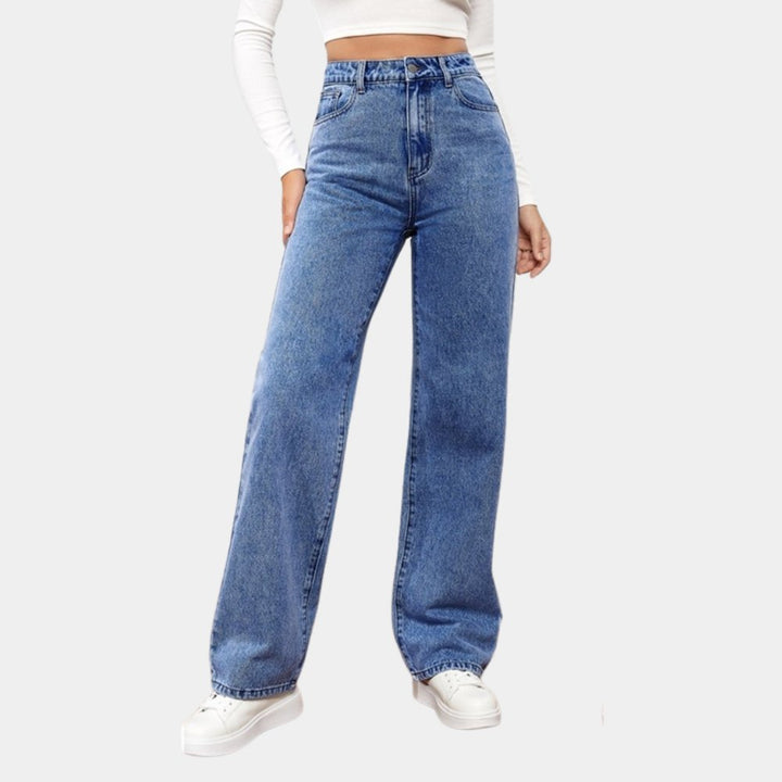 Jitka Casual Baggy Jeans – Hoch Taillierte Stretch-Denimjeans für Stil und Komfort