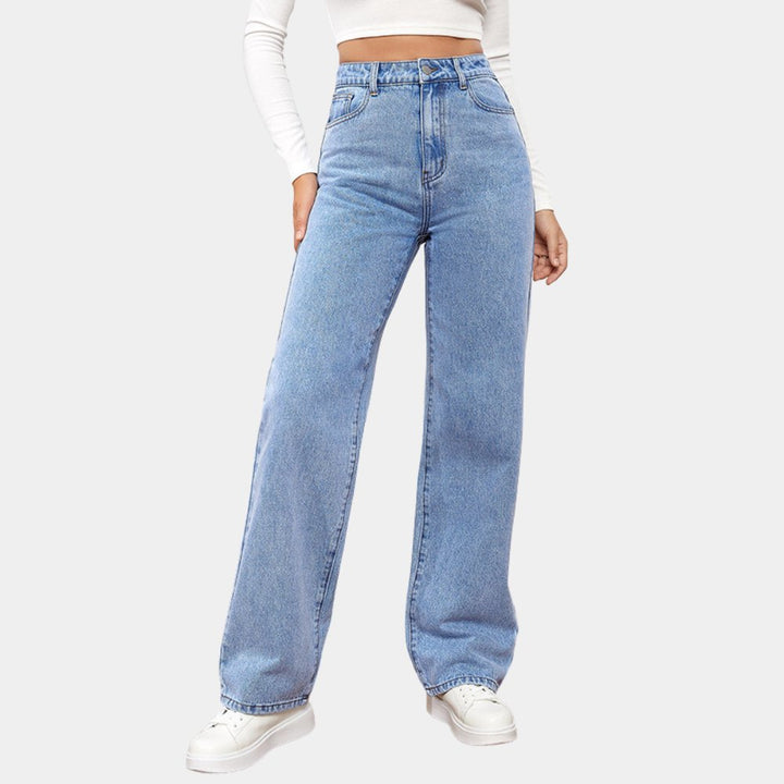 Jitka Casual Baggy Jeans – Hoch Taillierte Stretch-Denimjeans für Stil und Komfort