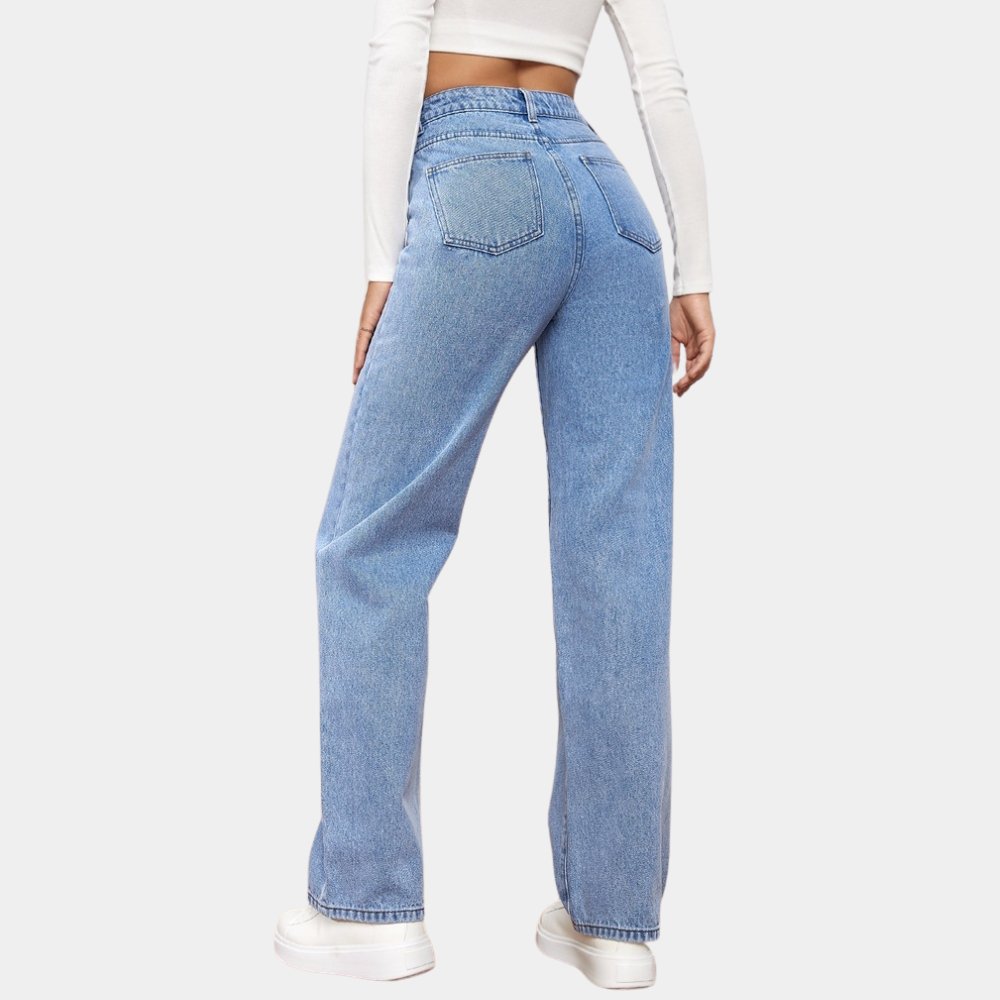 Jitka Casual Baggy Jeans – Hoch Taillierte Stretch-Denimjeans für Stil und Komfort