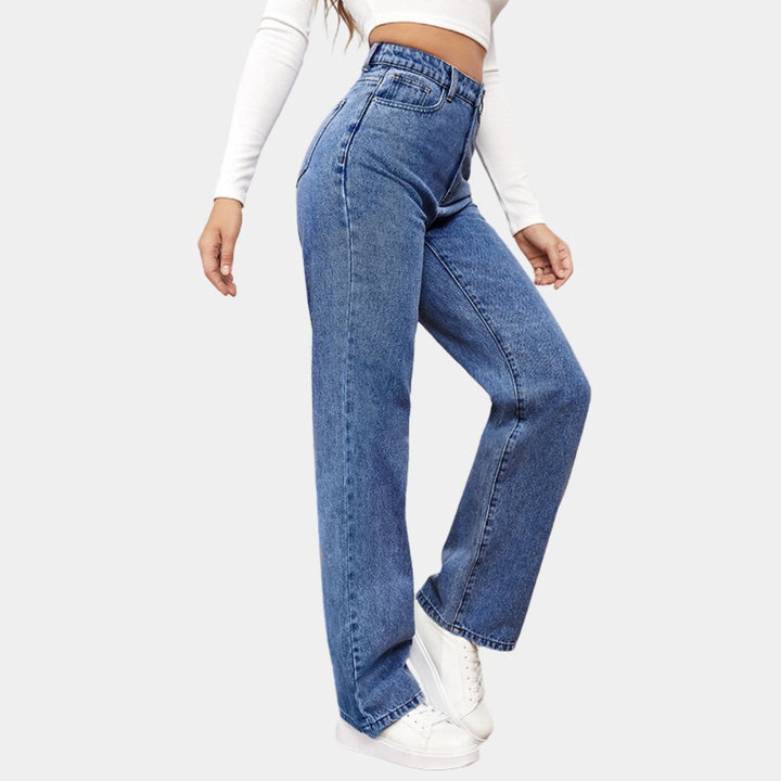 Jitka Casual Baggy Jeans – Hoch Taillierte Stretch-Denimjeans für Stil und Komfort