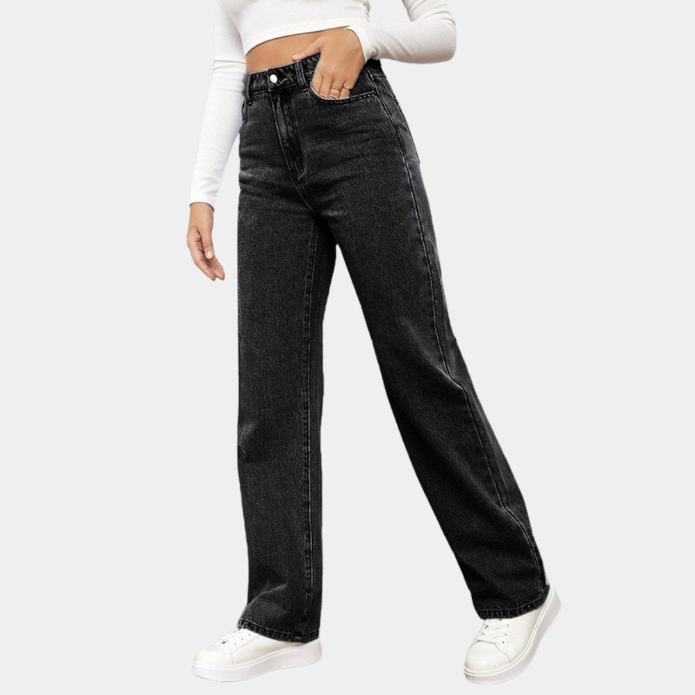 Jitka Casual Baggy Jeans – Hoch Taillierte Stretch-Denimjeans für Stil und Komfort