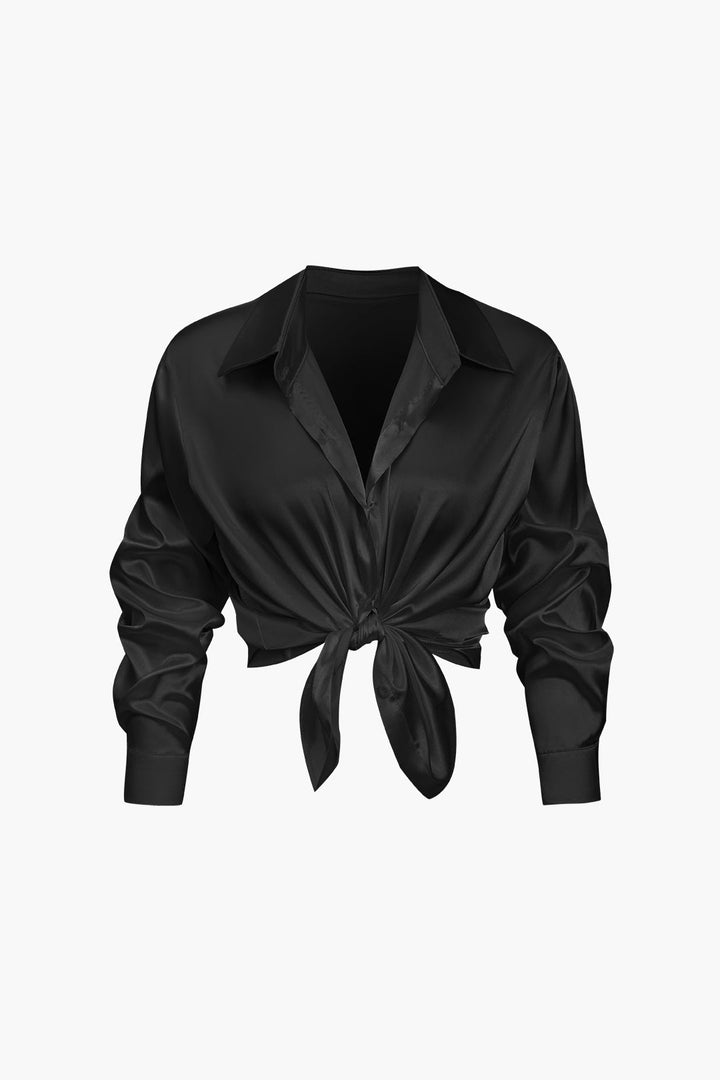 Lillian Satinbluse für Damen | Elegantes Langarmhemd mit lockerer Passform & zeitlosem Design