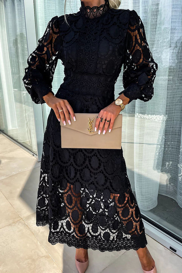 Statement Kleid Damen | Hellrosa mit Spitze & hohem Ausschnitt | Elegantes Design für Party & Abendlook