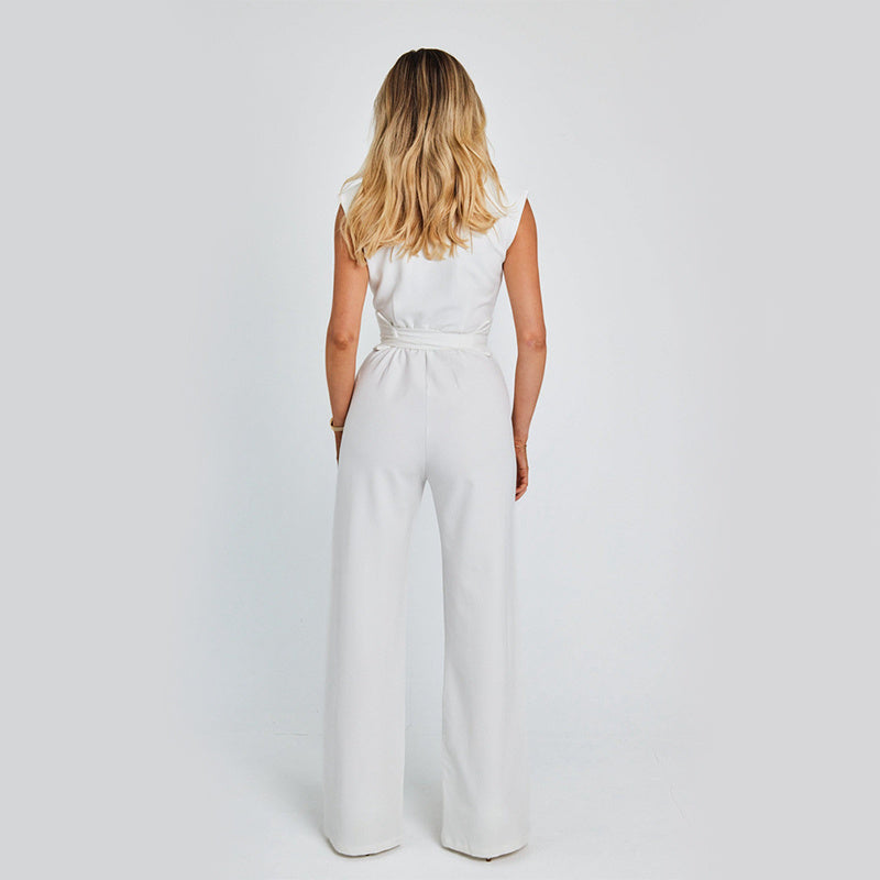 Seren Damen Jumpsuit | Eleganter ärmelloser Einteiler mit weitem Bein & minimalistischem Design