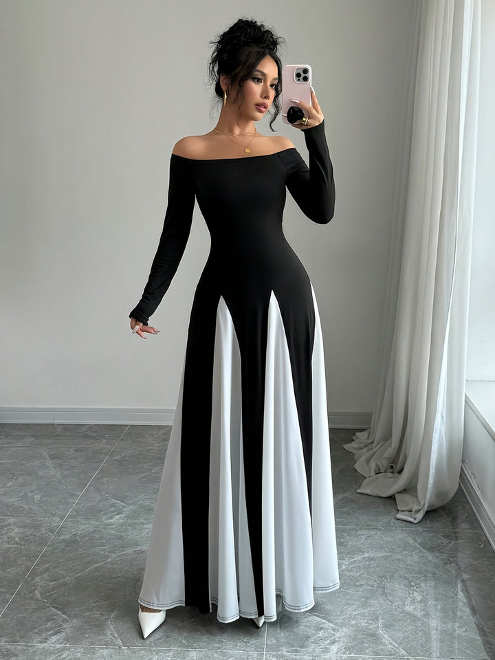 Melodia Frauenkleid mit freien Schultern | Langarm & Atemberaubende Eleganz