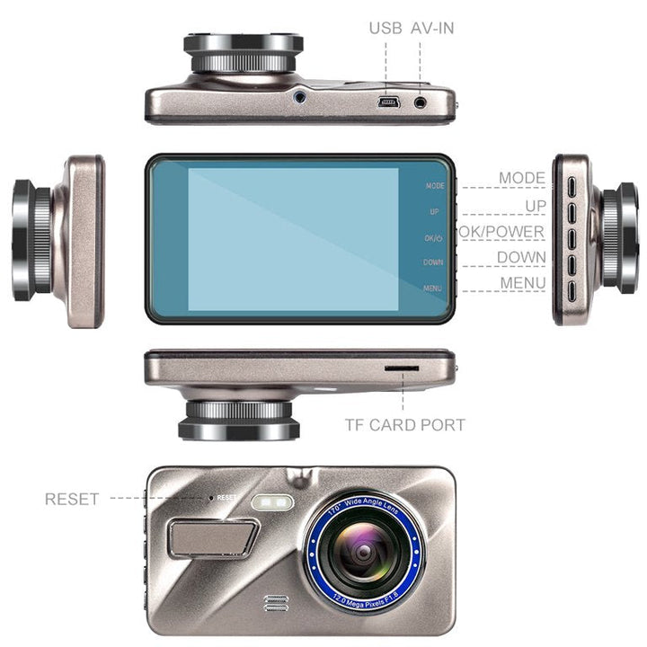 Drahtlose Dashcam vorne und hinten mit Nachtsicht | 1080P Armaturenbrett-Kamera für Autos