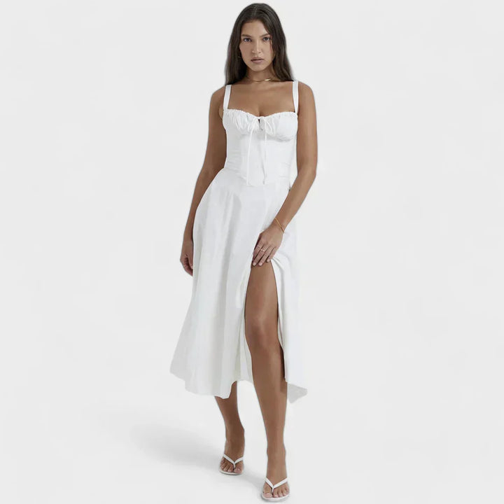 Korsett-Midikleid mit Schlitz | Elegante Passform | Verstellbare Träger