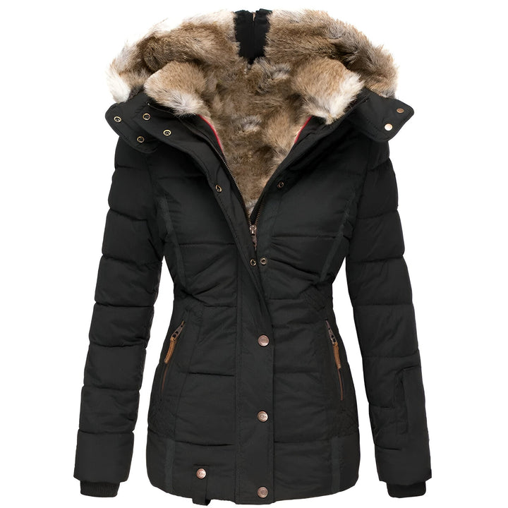 Gesteppte mittellange Winterjacke für Frauen | Warme Steppjacke mit Kapuze