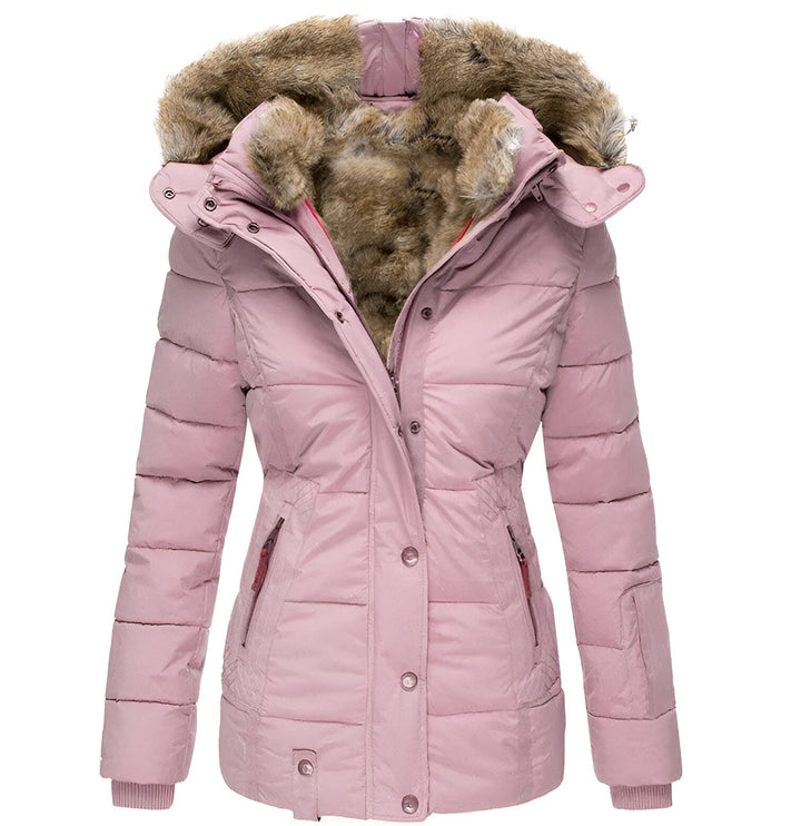Gesteppte mittellange Winterjacke für Frauen | Warme Steppjacke mit Kapuze