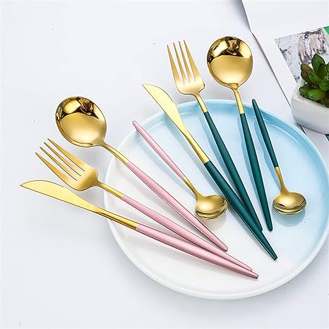 24-teiliges Edelstahl-Besteckset in Gold-Silber – RoyalGlow Luxusbesteck