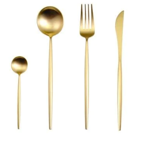 24-teiliges Edelstahl-Besteckset in Gold-Silber – RoyalGlow Luxusbesteck