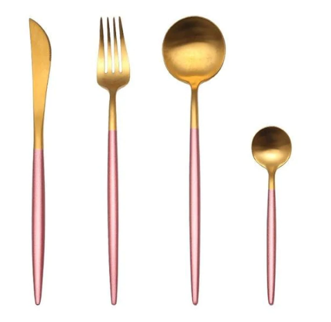 24-teiliges Edelstahl-Besteckset in Gold-Silber – RoyalGlow Luxusbesteck