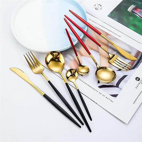 24-teiliges Edelstahl-Besteckset in Gold-Silber – RoyalGlow Luxusbesteck