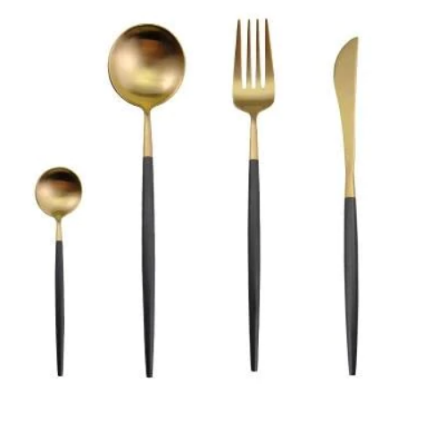 24-teiliges Edelstahl-Besteckset in Gold-Silber – RoyalGlow Luxusbesteck