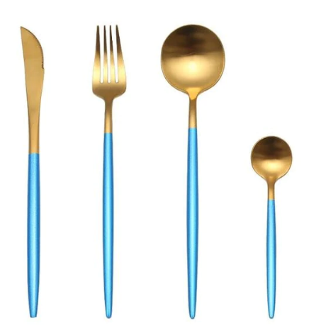 24-teiliges Edelstahl-Besteckset in Gold-Silber – RoyalGlow Luxusbesteck