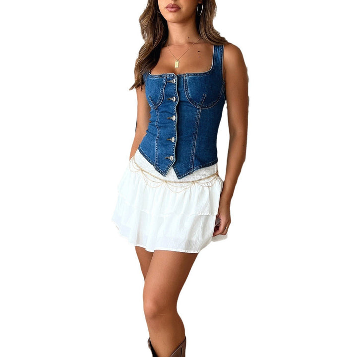 Riley Damen Denim Top mit Figurbetonter Passform | Blickdicht, Lässig & Vielseitig Tragbar