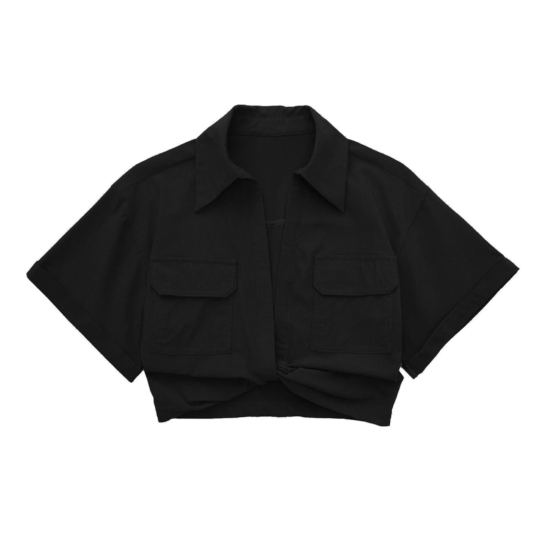 Victoria Leinen Damen Crop Shirt mit Crossover-Detail | Kurzes Sommeroberteil mit Stil