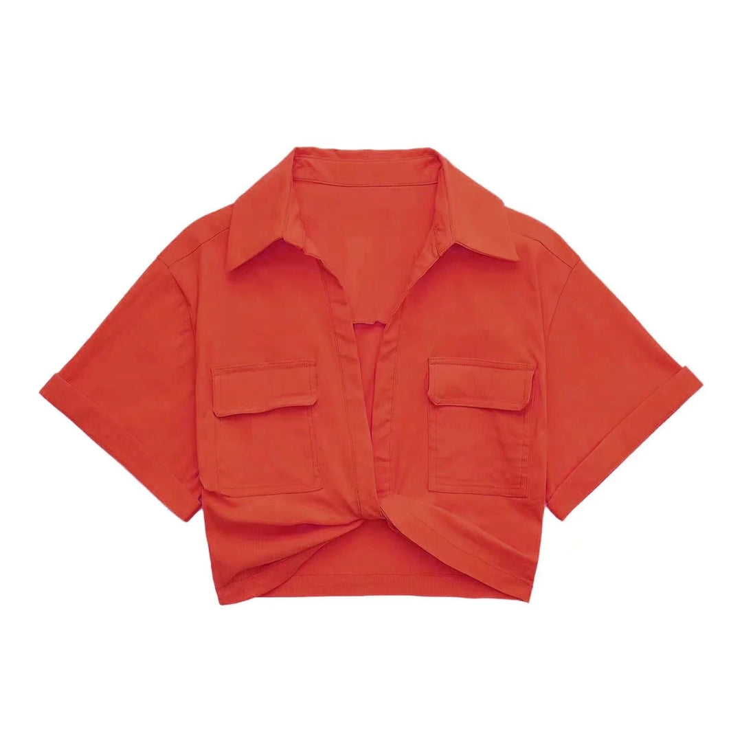 Victoria Leinen Damen Crop Shirt mit Crossover-Detail | Kurzes Sommeroberteil mit Stil