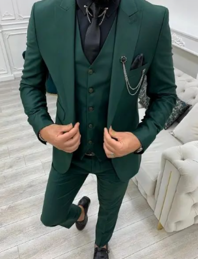 3-teiliger Slim Fit Business-Anzug - Blazer, Weste und Hose