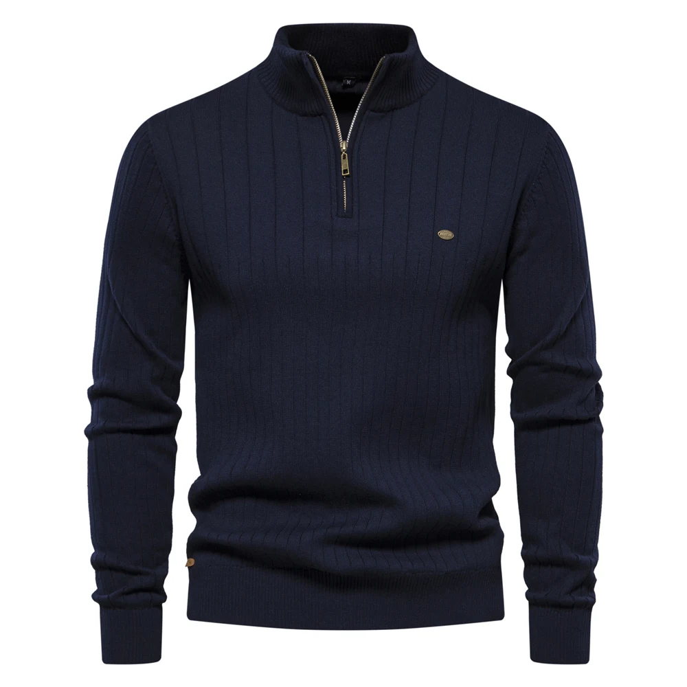 Dalton Gerippter Half-Zip Pullover – Eleganter Herrenpullover aus Luxuriöser Wollmischung | Komfort & Zeitlose Eleganz