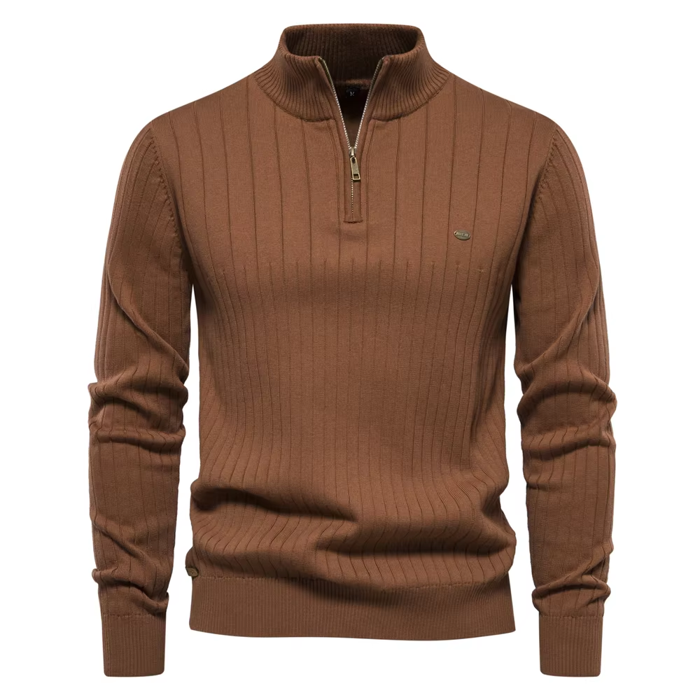 Dalton Gerippter Half-Zip Pullover – Eleganter Herrenpullover aus Luxuriöser Wollmischung | Komfort & Zeitlose Eleganz