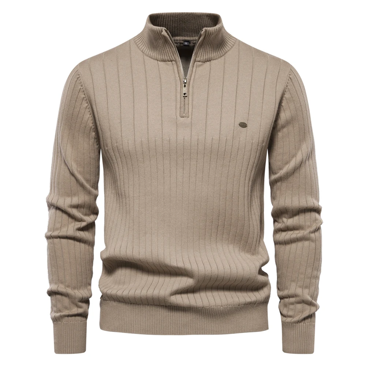 Dalton Gerippter Half-Zip Pullover – Eleganter Herrenpullover aus Luxuriöser Wollmischung | Komfort & Zeitlose Eleganz