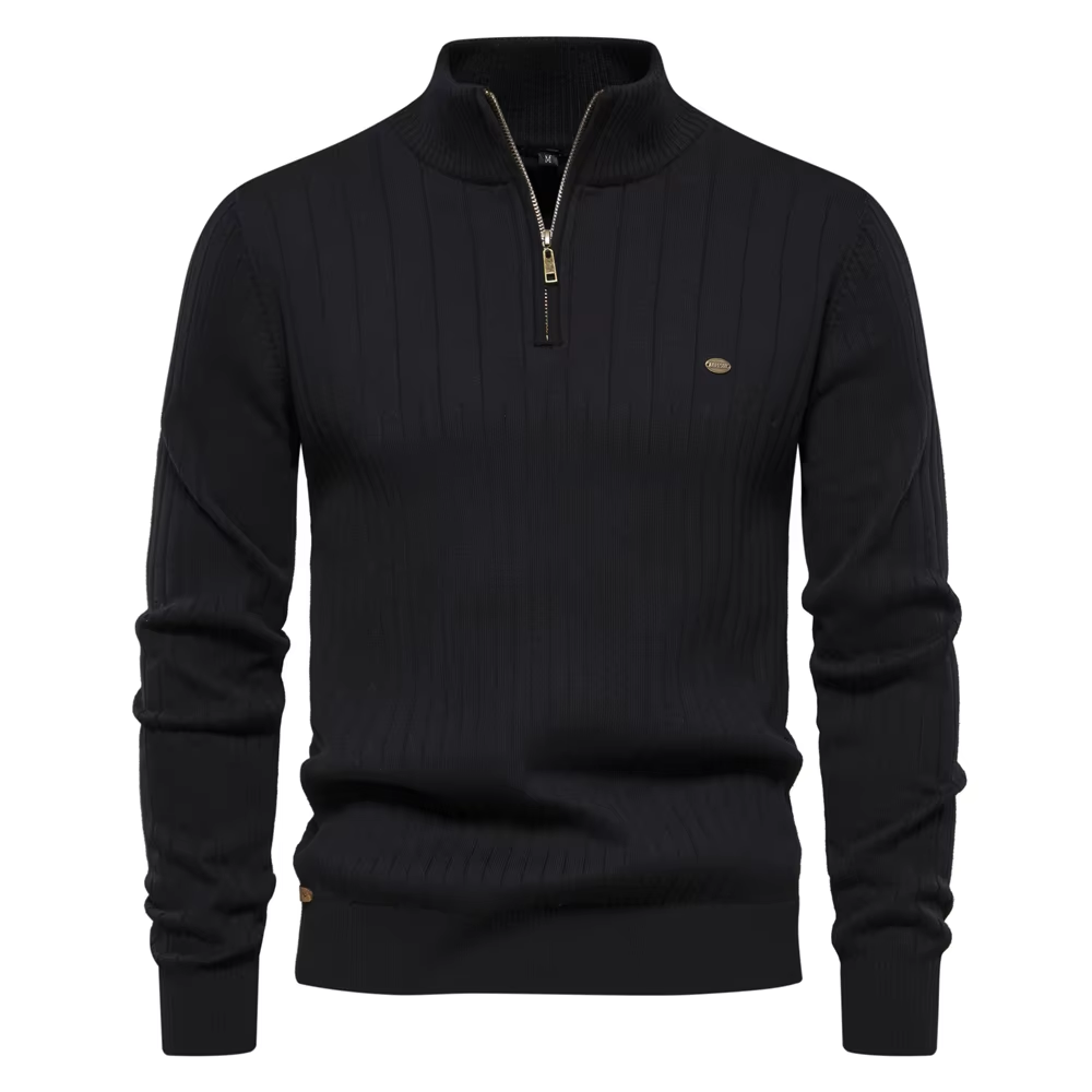 Dalton Gerippter Half-Zip Pullover – Eleganter Herrenpullover aus Luxuriöser Wollmischung | Komfort & Zeitlose Eleganz