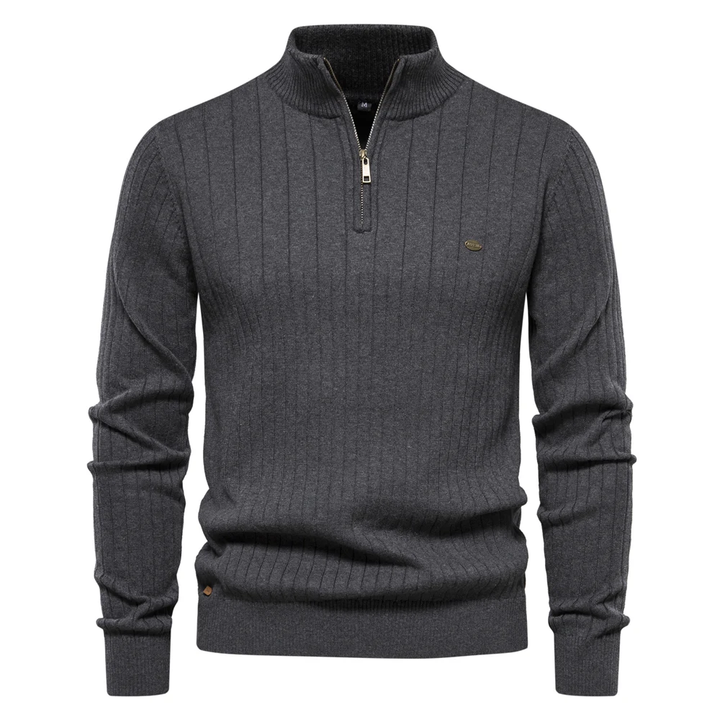 Dalton Gerippter Half-Zip Pullover – Eleganter Herrenpullover aus Luxuriöser Wollmischung | Komfort & Zeitlose Eleganz