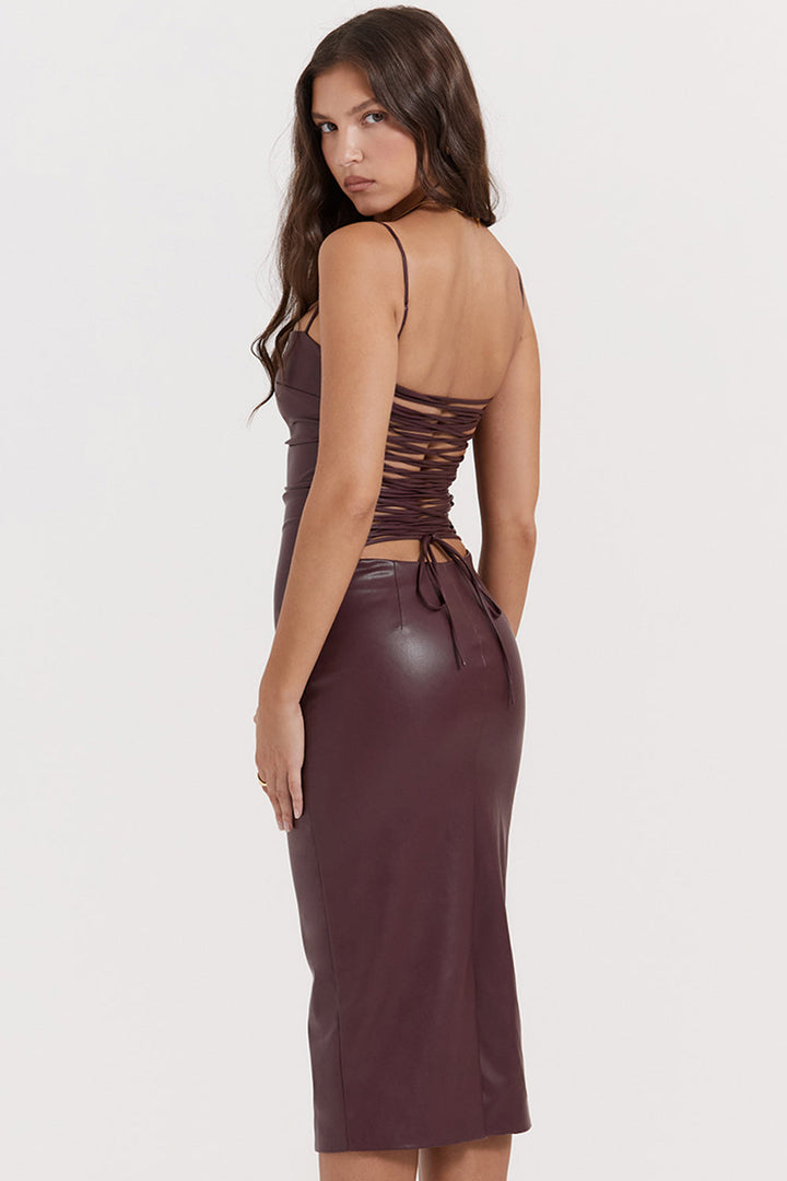 Lilian Luxuriöses, elegantes und zeitloses Lederkleid | Ideal für besondere Anlässe