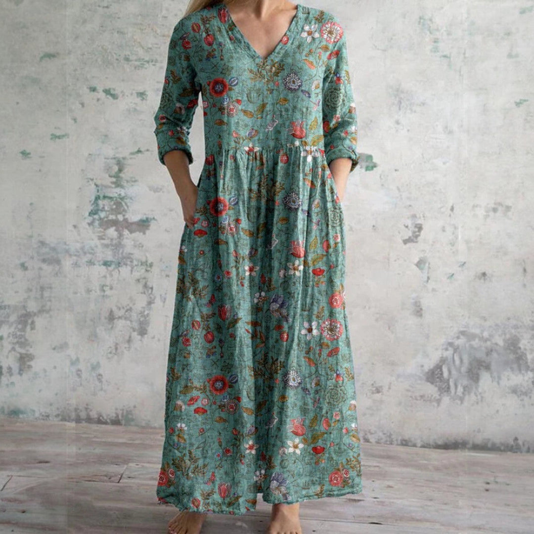 Floral Kleid Damen Kleid | Floral Print Leichter Stoff & Bequeme Passform für Sommer und Frühling
