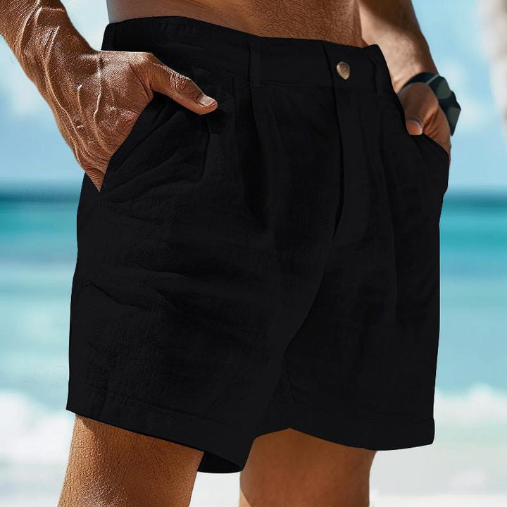 Pantalones cortos de lino para hombre | Cierre de botones | Ligero para el verano