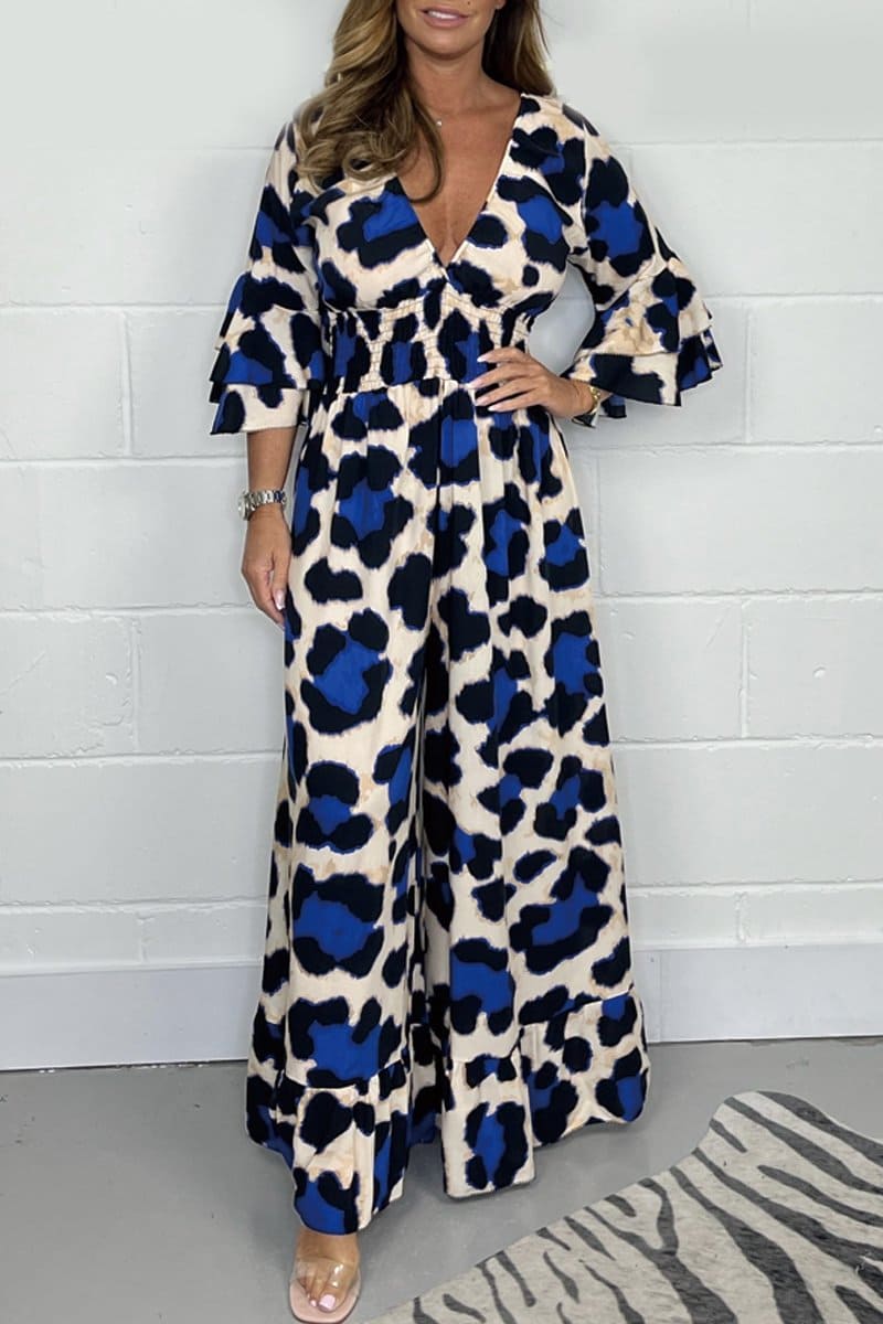 Kenza | Bold Leopard Print Jumpsuit für Frauen mit V-Ausschnitt - Komfort & Stil