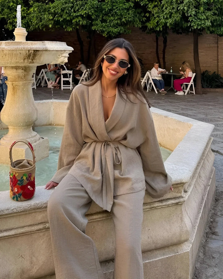 Nalani Leinen Kimono Set für Damen | Luftig, Elegant & Vielseitig für Frühling und Sommer