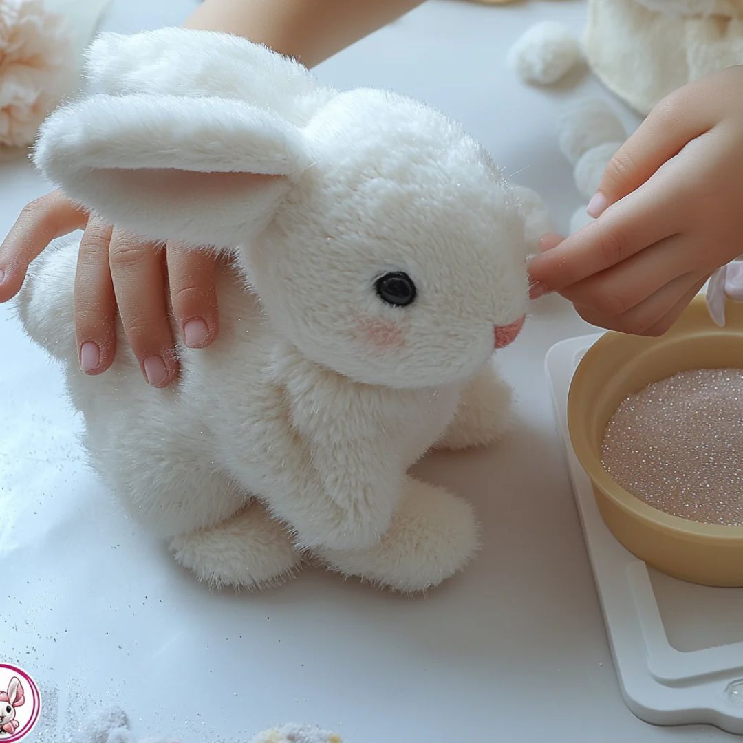 Realistischer Plüschhase für Kinder | Interaktives Spielzeug mit Bewegung und weichem Fell