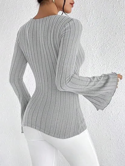 Marian | Elegantes Stricktop für Frauen mit V-Ausschnitt - Weich, raffiniert & modisch