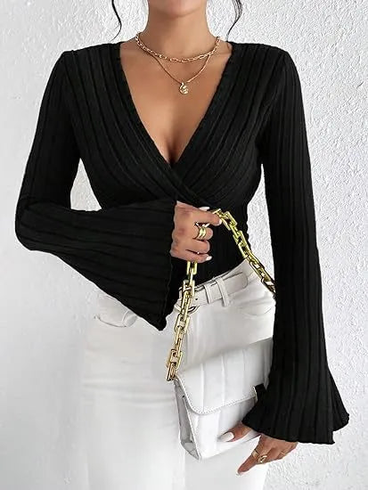 Marian | Elegantes Stricktop für Frauen mit V-Ausschnitt - Weich, raffiniert & modisch
