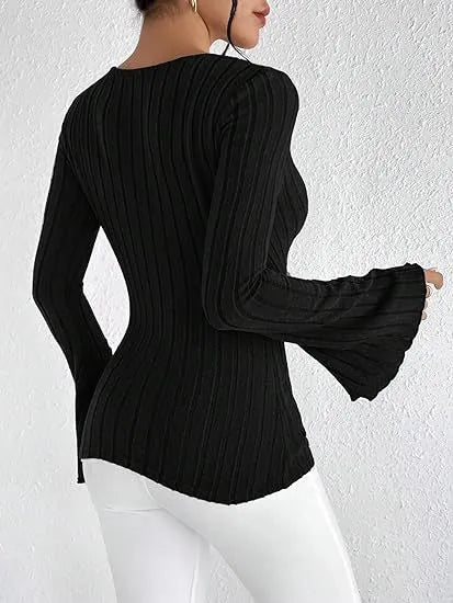 Marian | Elegantes Stricktop für Frauen mit V-Ausschnitt - Weich, raffiniert & modisch