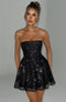 Nayla Schwarzes Trägerloses Glitzerkleid mit Pailletten | Eleganter Party-Look für Besondere Anlässe