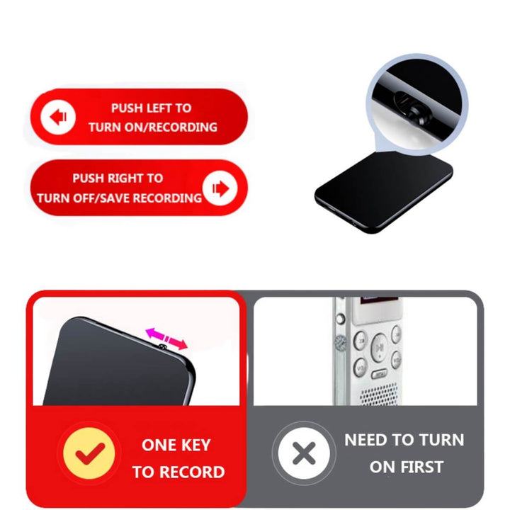 Mini Voice Recorder 64GB | Sprachrekorder mit einer Aufnahmekapazität von 376 Stunden