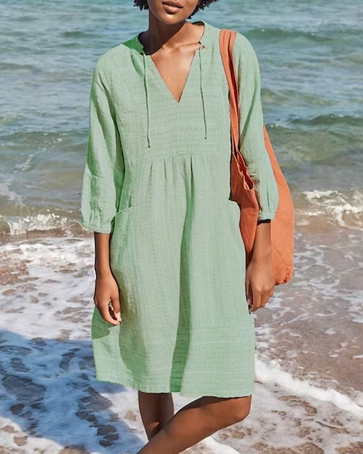 Alice Bohemian Cotton Summer Dress | Fließender Schnitt & Eleganter V-Ausschnitt