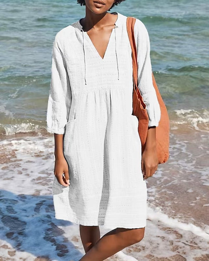 Alice Bohemian Cotton Summer Dress | Fließender Schnitt & Eleganter V-Ausschnitt